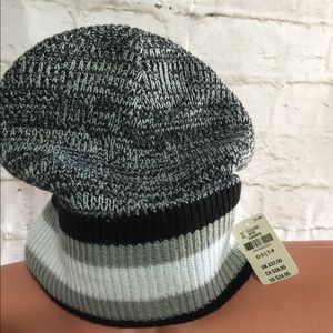NWT Victoria Secret PINK Ski hat black, Gray white